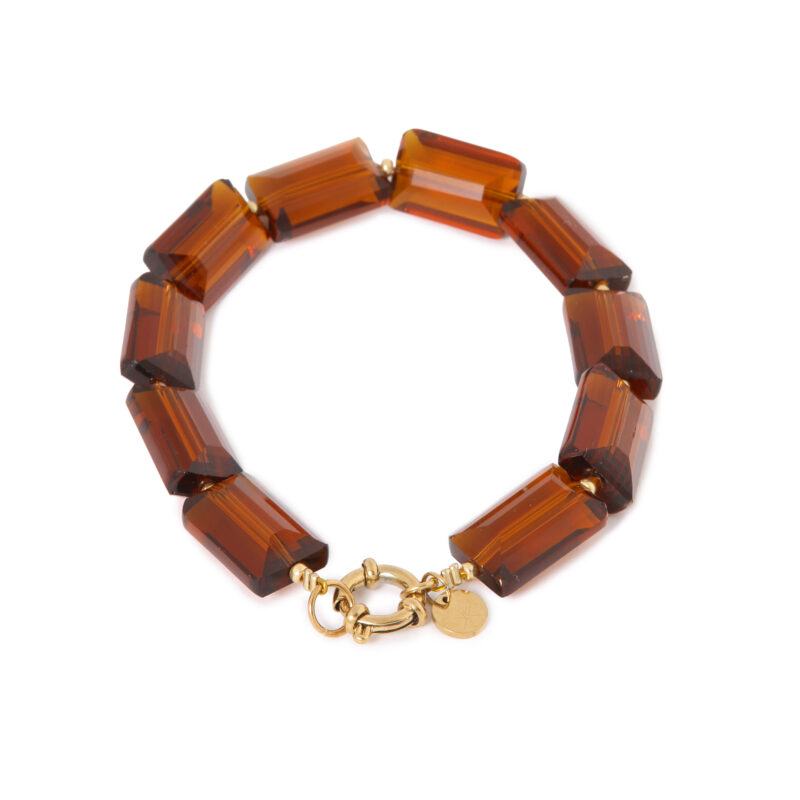 Label Kiki armband | Shiny brown